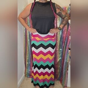 Chevron Zig Zag multicolor bright maxi skirt
